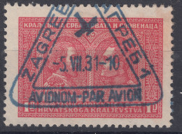 Yugoslavia Kingdom 1929 Early Airmail, Scarce Triangle Cancelation - Gebraucht