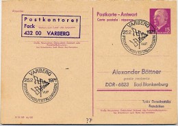 UTSTÄLLNINGEN VARBERG Schweden 1971 On East German Reply Postal Card P74A - Sonstige & Ohne Zuordnung