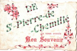DE ST PIERRE DE CHEMILLE Je Vous Envoie Mon Souvenir ( Carte Circulée  " Avec Des Points Brillants Dentelée ) - Chemille