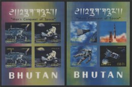 BHUTAN, SPACE TWO SOUVENIR SHEETS 1970-71, MNH - Bhután