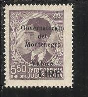 MONTENEGRO 1942 GOVERNATORATO BLACK OVERPRINTED SOPRASTAMPA NERA LIRE 5,50 D MNH - Montenegro