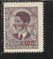 MONTENEGRO 1942 GOVERNATORATO RED OVERPRINTED SOPRASTAMPA ROSSA LIRE 5,50 D MNH - Montenegro