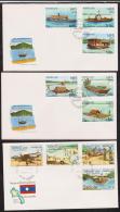 LAOS  3  FDC  1982+1984  TRANSPORTS - Altri & Non Classificati