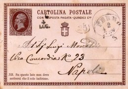 1877  CARTOLINA CON ANNULLO FERMO - Postwaardestukken