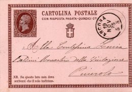 1875  CARTOLINA CON ANNULLO ANCONA - Entiers Postaux