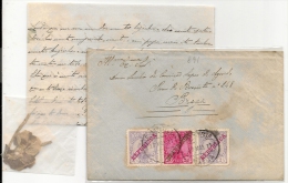 PORTUGAL - VF 1911 COVER With Full Letter And Flower To BRAGA - Tied By Surcharge REPUBLICA - Covers & Documents