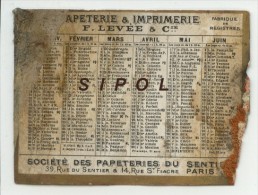 Petit Calendrier De 1903 Société Des Papeteries Du Sentier Papeterie & Imprimerie F.Lalevée & Cie - Tamaño Pequeño : 1901-20