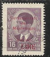 OCCUPAZIONE ITALIANA MONTENEGRO 1942 GOVERNATORATO RED OVERPRINTED SOPRASTAMPA ROSSA LIRE 16 D USATO USED OBLITERE' - Montenegro