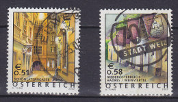 Austria 2002 Mi. 2363-64 Ferienland Österreich 0.51 € Schönlaterngasse, Wien & 0.58 € Kellergasse, Hadres - Used Stamps