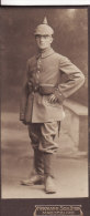 PHOTO CARTONNEE 115 X 50mm- Militaire Allemand -Uniforme-Casque-Cartouchière Photo Hermann Schlüter-MAGDEBURG-Allemagne - Guerre, Militaire