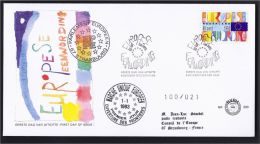 PAYS-BAS NIEDERLANDE HOLLAND MARCHE UNIQUE EUROPEEN OUVERTURE FRONTIERES  1993 CONSEIL DE L´EUROPE  FDC 100 Ex. - Storia Postale