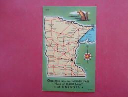 Greetings From The Gopher State  Minnesota--  Map Linen 1954 Cancel    Ref 971 - Other & Unclassified
