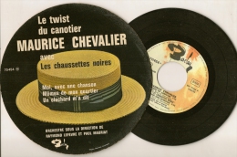Maurice Chevalier Avec Les Chaussettes Noires TWIST Du Canotier . Rare Pochette Ronde. - Rock
