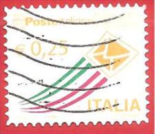 ITALIA REPUBBLICA USATO  - 2013 - Posta Italiana - Serie Ordinaria - € 0,25 - S. ------- - 2011-20: Afgestempeld