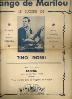 Partition Affichette 1932 TANGO De MARILOU Par TINO ROSSI - Canto (solo)