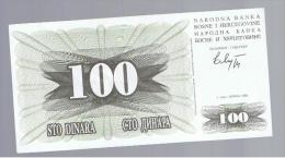 BOSNIA - 100  Dinara 1992 SC  P-13 - Bosnië En Herzegovina