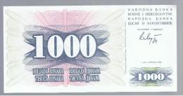 BOSNIA - 1000  Dinara 1992 SC  P-15 - Bosnië En Herzegovina