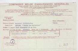 AG Souches Quittances Primes MM. Jean Crousse-Van Rintal Namur 1950-1952 - Banque & Assurance