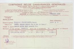 AG Souches Quittances Primes Auto, Julien-Lambe, Joseph, Namur 1950 - Banque & Assurance