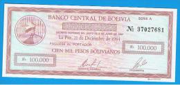 BOLIVIA - 100.000 Pesos Bolivianos 1984  SC  P-188 - Bolivie