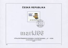 Czech Republic - 2012 - Personal Stamp - Express Post Ad - FDS (first Day Sheet) With "A" Type Stamp - Briefe U. Dokumente