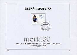 Czech Republic - 2012 - Personal Stamp - Express Post Ad - FDS (first Day Sheet) With "E" Type Stamp - Lettres & Documents