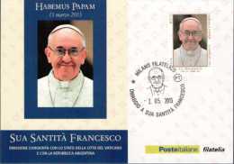 HABEMUS PAPAM - SUA SANTITA´ FRANCESCO  - 0,70 Euro - 2013 - 02.05.2013 - DENTELLATURA SPOSTATA IN BASSO - Maximumkaarten