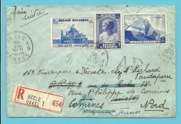 464+469+475 Op Brief Aangetekend Met AR Met Stempel UCCLE Naar Paris (France) - Lettres & Documents