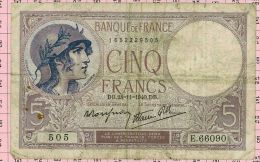 5 Francs Violet, Ref Fayette 4-15 TTB - 5 F 1917-1940 ''Violet''