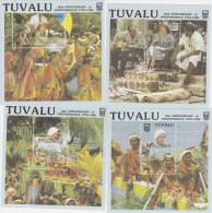 Tuvalu 1988 10th Anniversary Independence Set 4 Souvenir Sheets SPECIMEN - Tuvalu