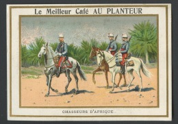 Paris Café Au Planteur, Chromo Lith. Farradesche, Thème Militaria, Histoire, Guerre, Chasseurs D'Afrique - Té & Café