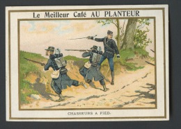 Paris Café Au Planteur, Chromo Lith. Farradesche, Thème Militaria, Histoire, Guerre, Chasseurs à Pied - Tè & Caffè