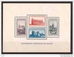 ES847-L3980TEUESBH.España.Spain Espagne.HOJITA BLOQUE DE MONUMENTOS HISTORICOS. 1938 ( Ed. 847**) S/c.MAGNIFICA. - Blocks & Kleinbögen