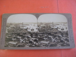 4 STEREO CARDS Zagerij  CHINA Manchurian, Jonks Shangai, Chinese Sawmill,  Chu Kiang River Kanton - Cartes Stéréoscopiques