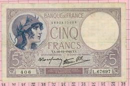 5 Francs Violet, Ref Fayette 4-17 TTB/SUP - 5 F 1917-1940 ''Violet''