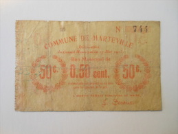 Aisne 02 Marteville , 1ère Guerre Mondiale 50 Centimes 17-5-1915 - Bons & Nécessité