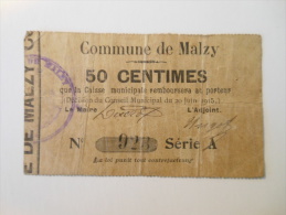 Aisne 02 Malzy , 1ère Guerre Mondiale 50 Centimes 20-6-1915 R - Bons & Nécessité