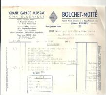 Facture Grand Garage Blossac Bouchet-Motté 65, Boulevard Blossac & 6 Place E. Zola à Châtellerault (86) Du 06/04/1954 - Automobile