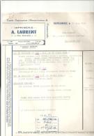 Facture Imprimerie A. Laurent 7, Place Emile Zola à Châtellerault (86) Du 15/06/1954 - Printing & Stationeries