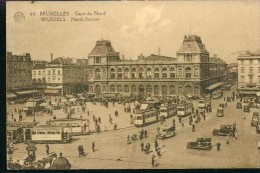 Litho Bruxelles Brüssel Bahnhof Gare Du Nord Straßenbahn Tramway Tram 10.10.1907 Noprth Station - Schienenverkehr - Bahnhöfe