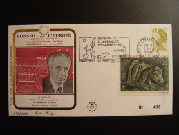 ISRAEL PREMIER MINISTRE SHIMON PERES COUNCIL EUROPE CONSEIL EUROPE EUROPARAT NUMEROTE TIRAGE LIMITE FDC - Cartas & Documentos