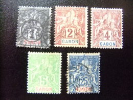 GABON   1904  COLONIE FRANÇAISE       5 SELLOS Yvert & Tellier Nº 16 º+ 17 *+ 18 *+ 19 *+ 23 º Alguno Aminci - Andere & Zonder Classificatie