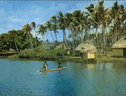 (600) Figi Carte Assez Ancienne - Older Postcard Of Fiji Island - River & Village Scene - Figi
