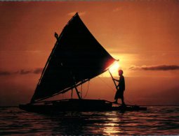 (600) Figi Carte Assez Ancienne - Older Postcard Of Fiji Island - Toberua Island Resort Boat In Sunset - Fidji