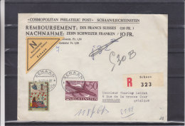 Musique - Avions - Liechtenstein - Lettre Recommandée De 1961 ° - Oblitération Schaan - Valeur 20 Euros ( 10 + 10 ) - Cartas & Documentos