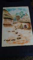 Afrique AQUARELLE Village Africain , Case Africaine Forêt Signé De L'artiste C PASSE ( Habitation ) - Watercolours