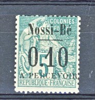 Nossi Be Tasse 1891 Y&T N. 15 C. 0.10 Su C. 5 Verde MH - Altri & Non Classificati