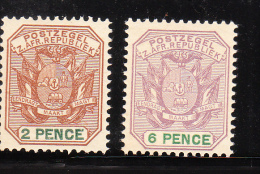 Transvaal 1896 Coat Of Arms 2v MNH - Transvaal (1870-1909)