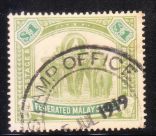 Federated Malay States 1904-10 Elephants $1 Used - Federated Malay States