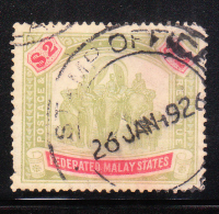 Federated Malay States 1904-10 Elephants $2 Used - Federated Malay States